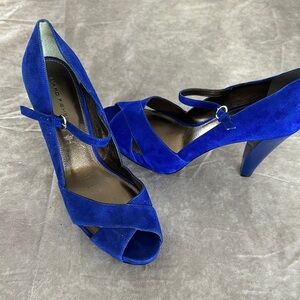Elegant Blue Suede Women's Heels